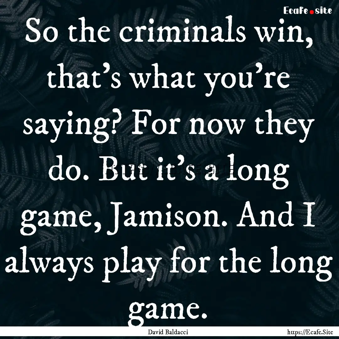 So the criminals win, that's what you're.... : Quote by David Baldacci