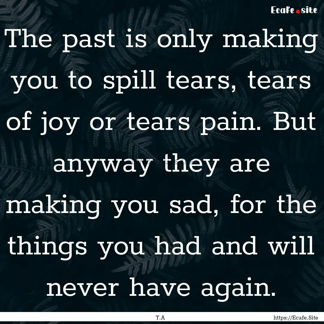 The past is only making you to spill tears,.... : Quote by T.A