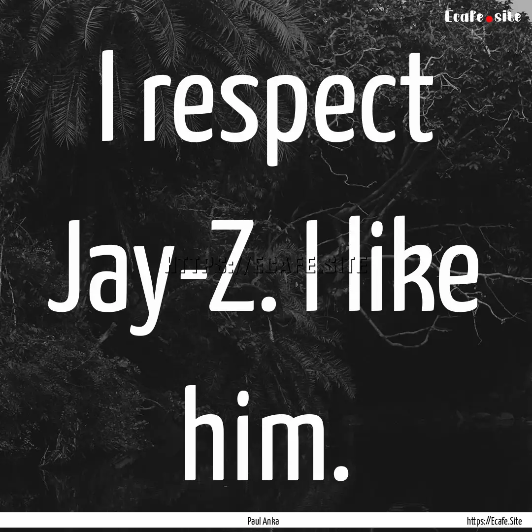 I respect Jay-Z. I like him. : Quote by Paul Anka