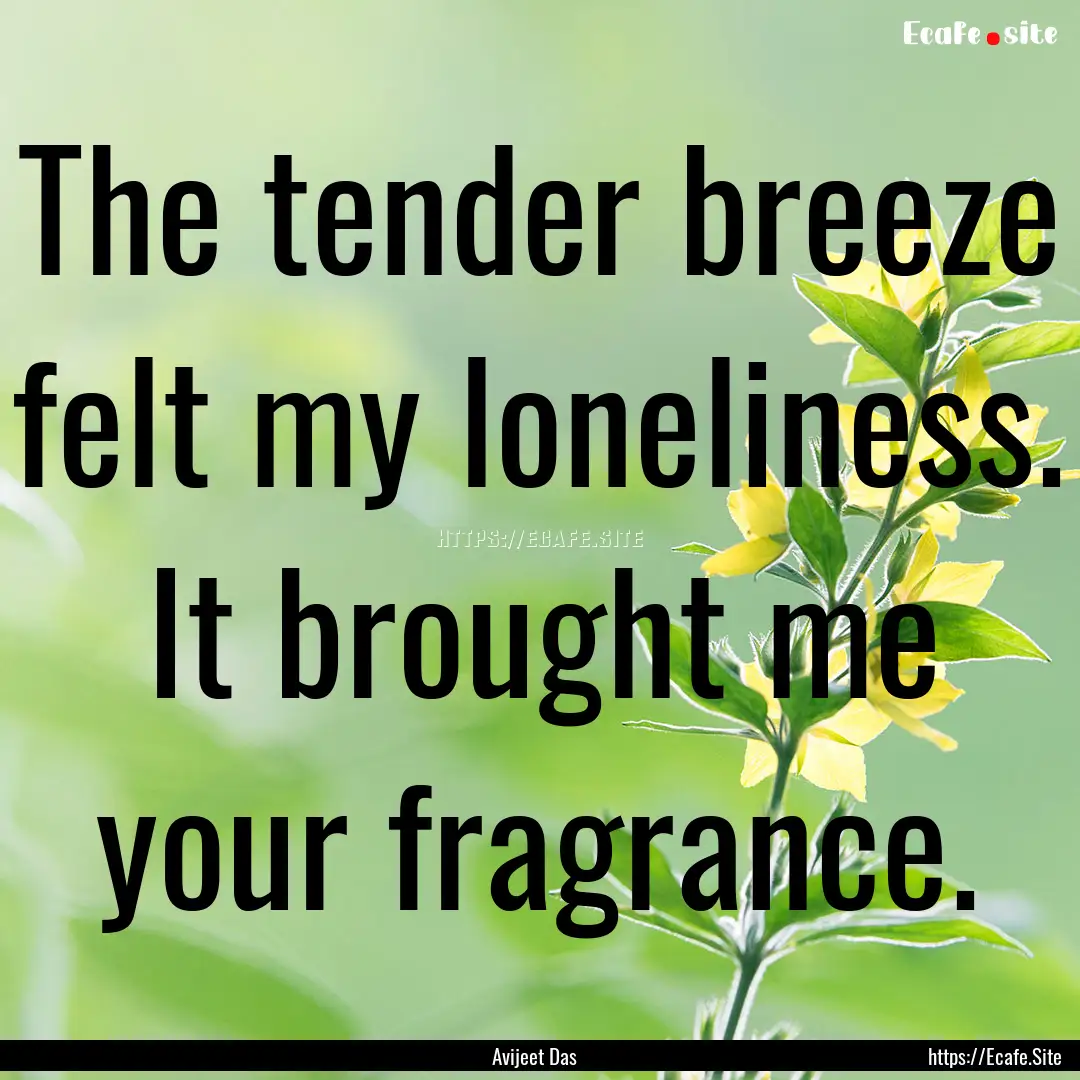 The tender breeze felt my loneliness. It.... : Quote by Avijeet Das