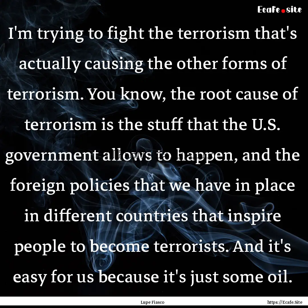 I'm trying to fight the terrorism that's.... : Quote by Lupe Fiasco