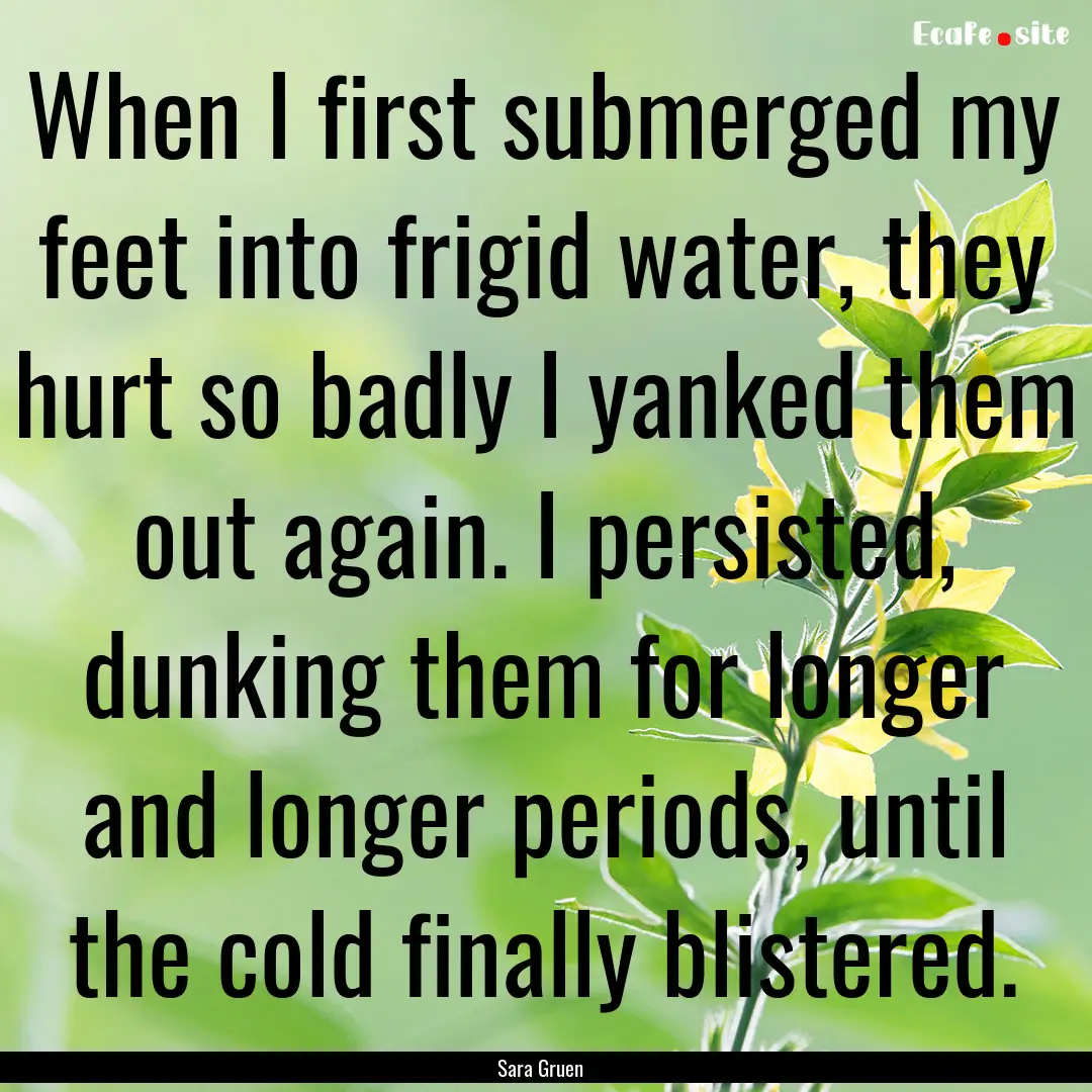 When I first submerged my feet into frigid.... : Quote by Sara Gruen