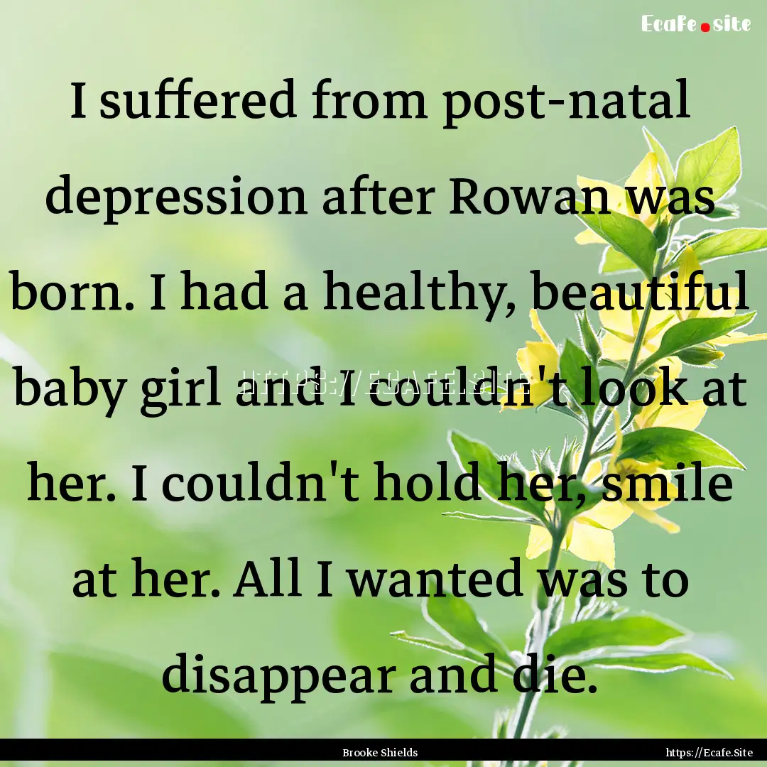 I suffered from post-natal depression after.... : Quote by Brooke Shields