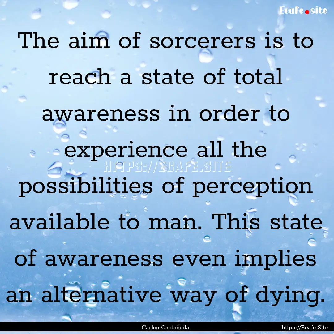 The aim of sorcerers is to reach a state.... : Quote by Carlos Castañeda