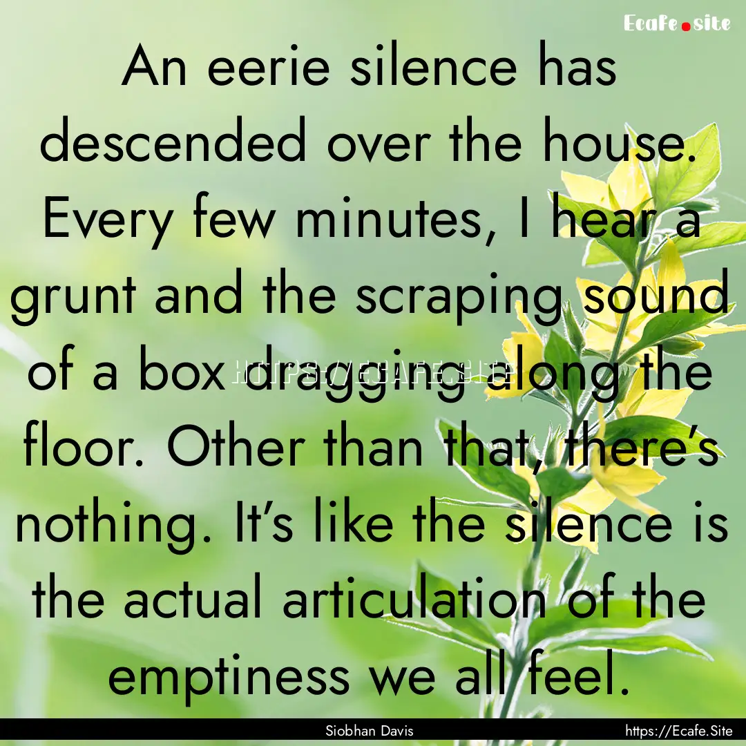 An eerie silence has descended over the house..... : Quote by Siobhan Davis