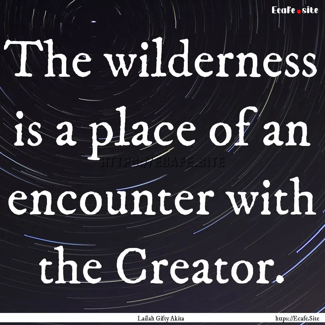 The wilderness is a place of an encounter.... : Quote by Lailah Gifty Akita