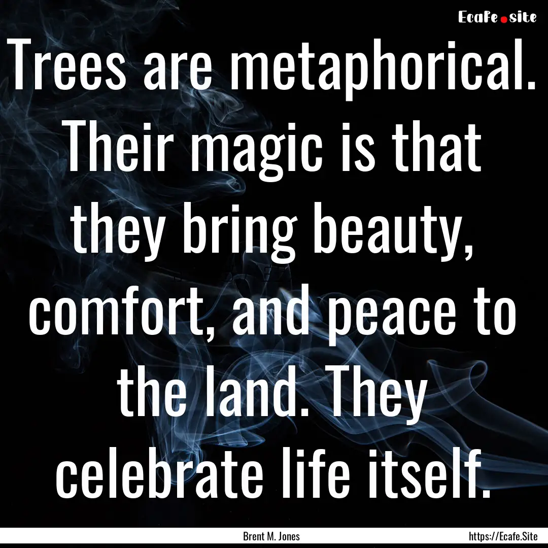 Trees are metaphorical. Their magic is that.... : Quote by Brent M. Jones