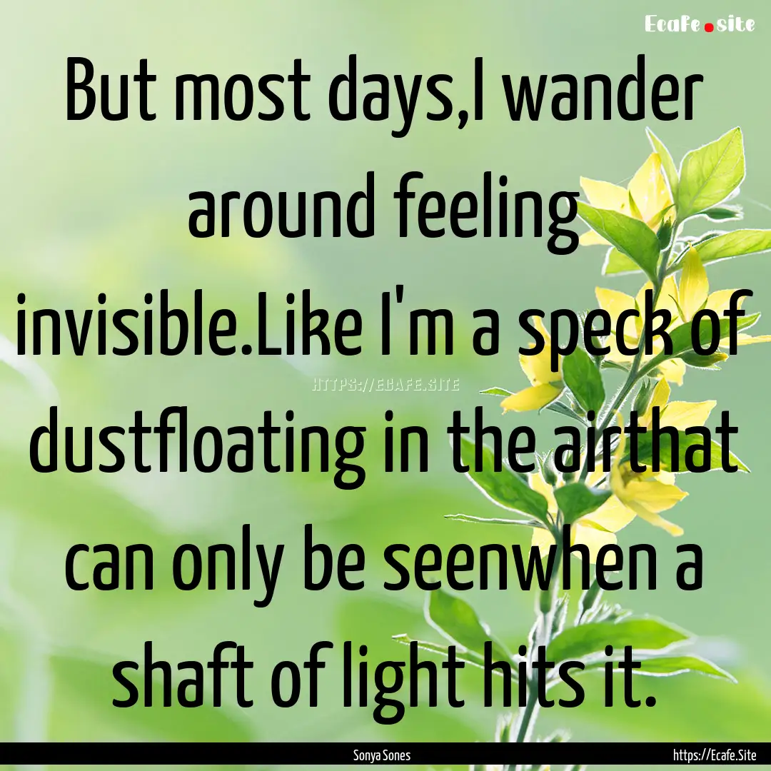 But most days,I wander around feeling invisible.Like.... : Quote by Sonya Sones