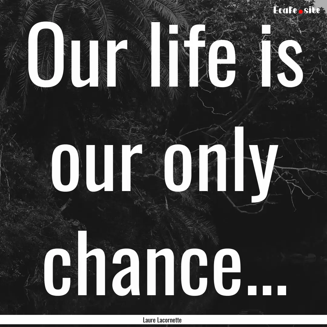 Our life is our only chance... : Quote by Laure Lacornette