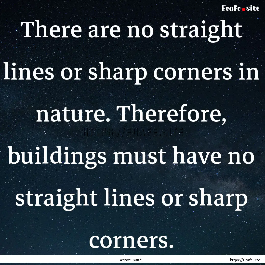 There are no straight lines or sharp corners.... : Quote by Antoni Gaudi