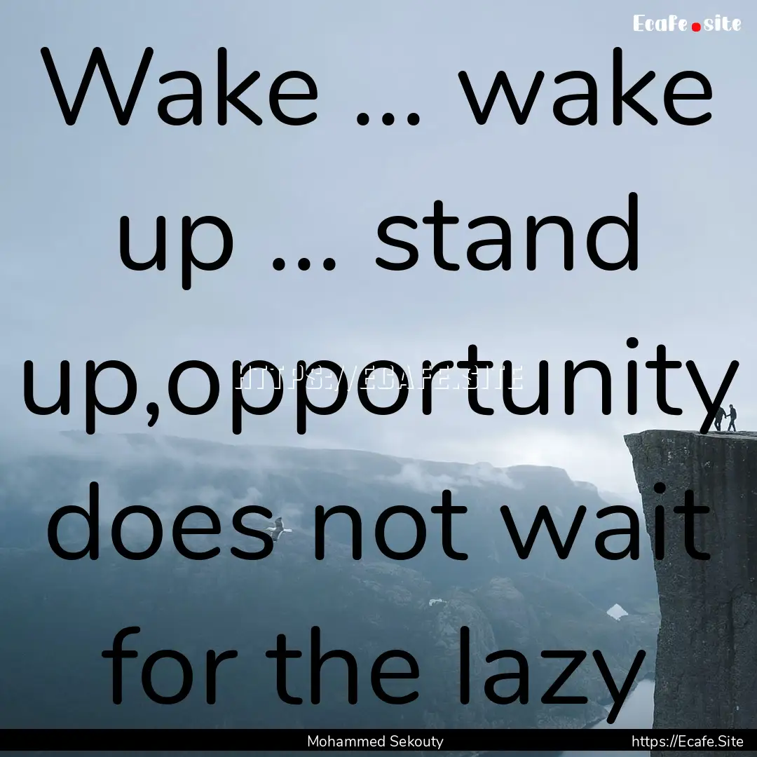 Wake ... wake up ... stand up,opportunity.... : Quote by Mohammed Sekouty