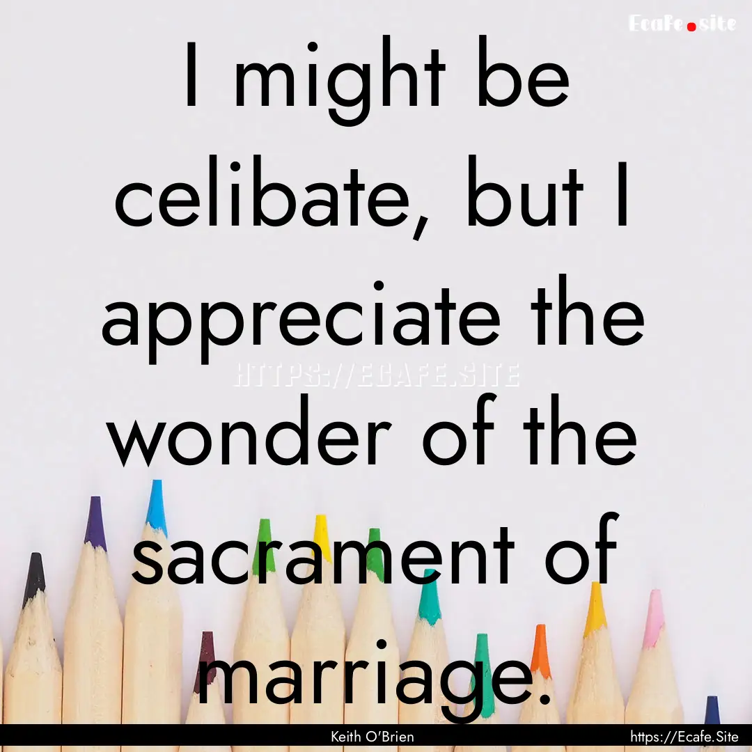 I might be celibate, but I appreciate the.... : Quote by Keith O'Brien