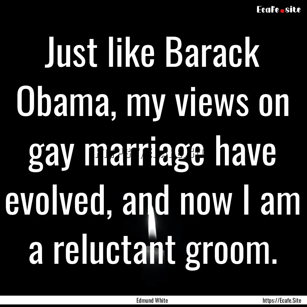 Just like Barack Obama, my views on gay marriage.... : Quote by Edmund White