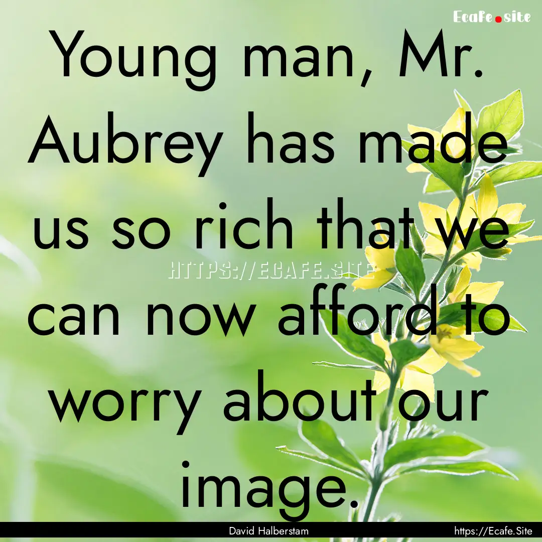 Young man, Mr. Aubrey has made us so rich.... : Quote by David Halberstam