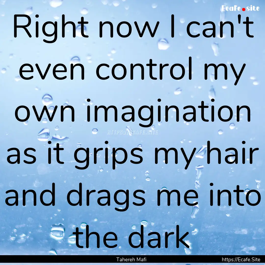 Right now I can't even control my own imagination.... : Quote by Tahereh Mafi