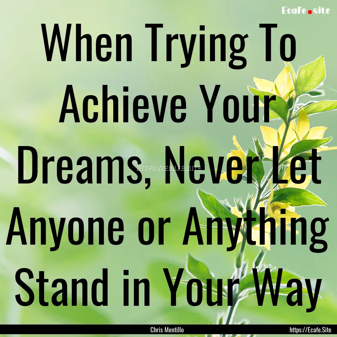 When Trying To Achieve Your Dreams, Never.... : Quote by Chris Mentillo