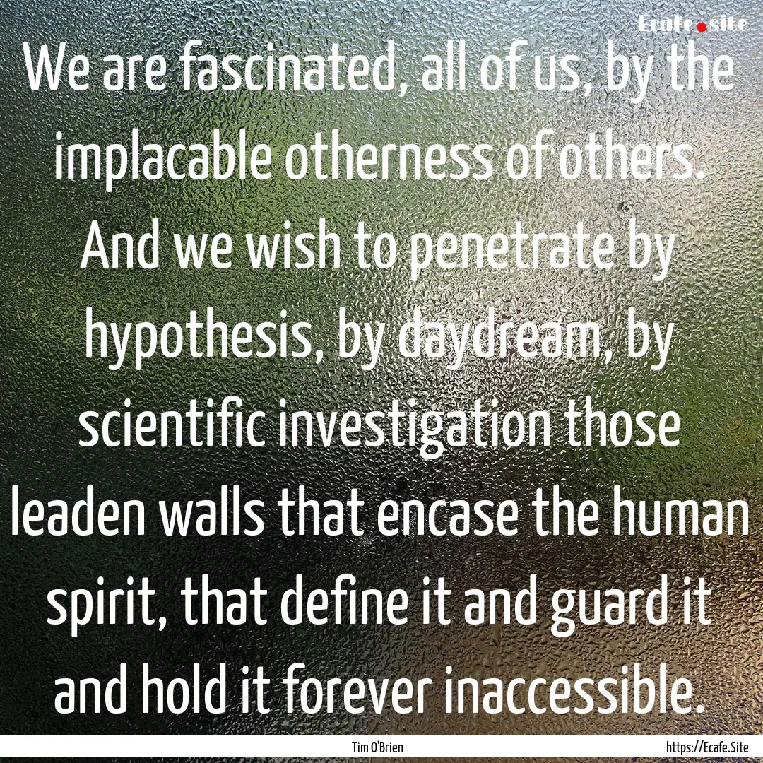 We are fascinated, all of us, by the implacable.... : Quote by Tim O'Brien