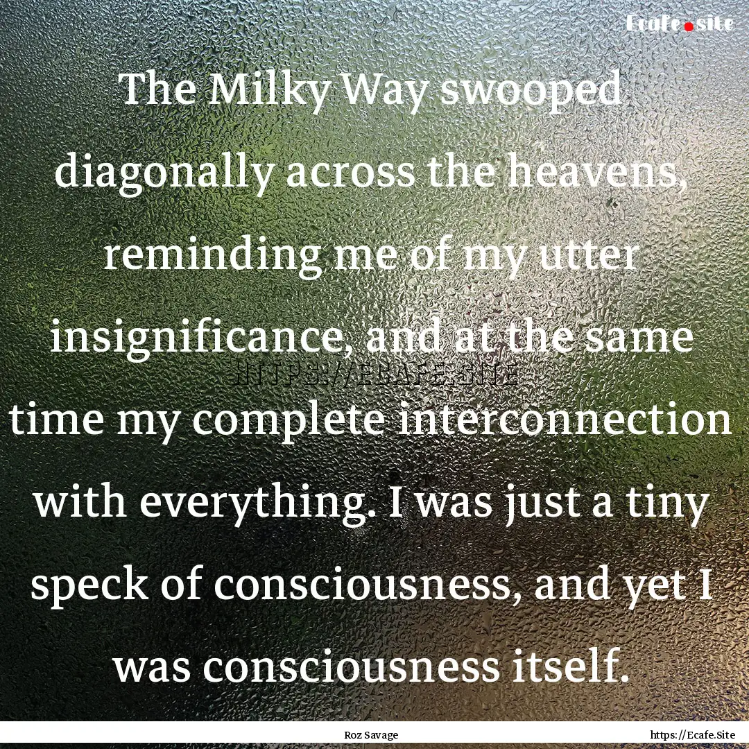 The Milky Way swooped diagonally across the.... : Quote by Roz Savage