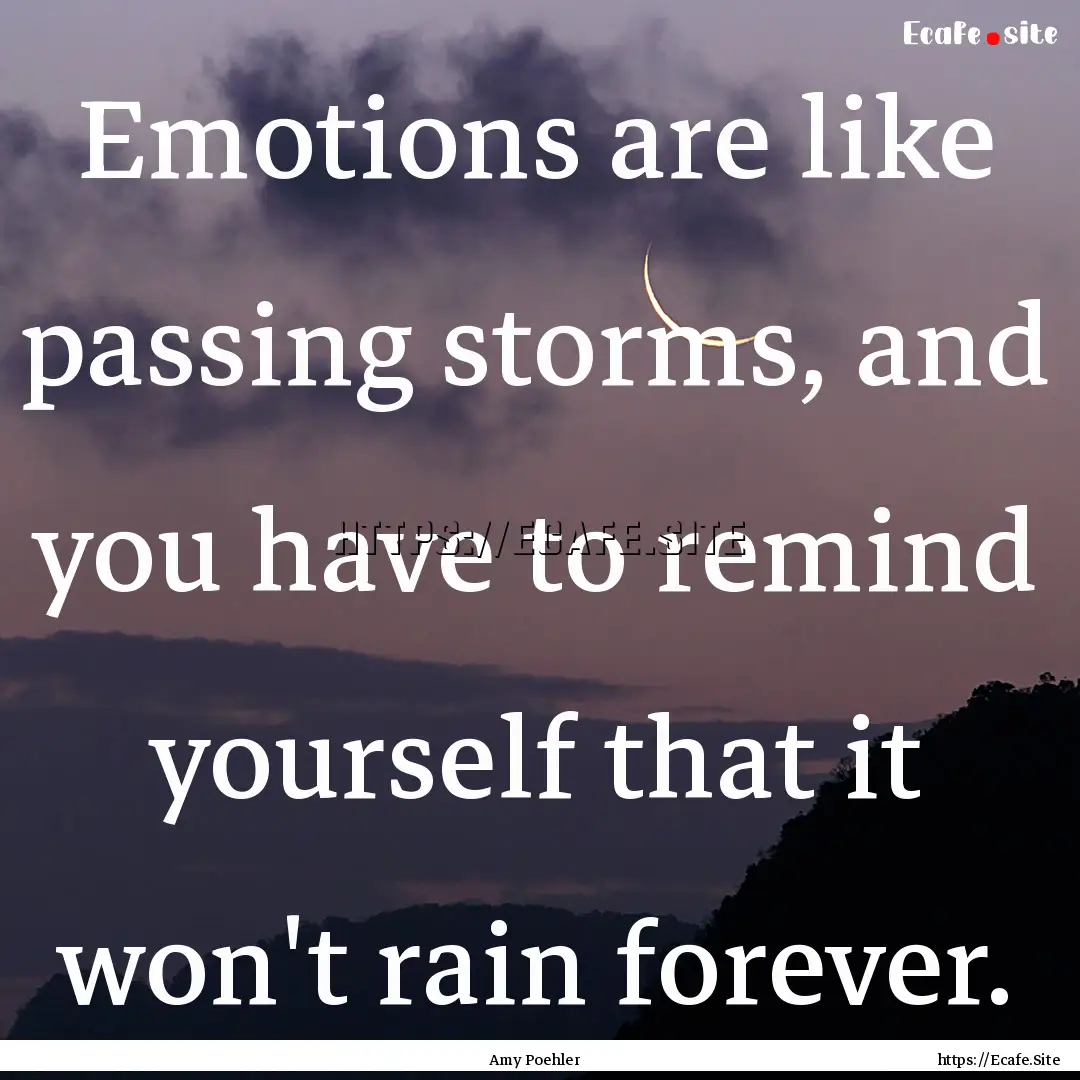 Emotions are like passing storms, and you.... : Quote by Amy Poehler