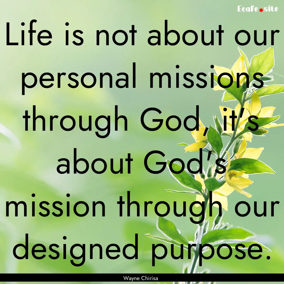 Life is not about our personal missions through.... : Quote by Wayne Chirisa