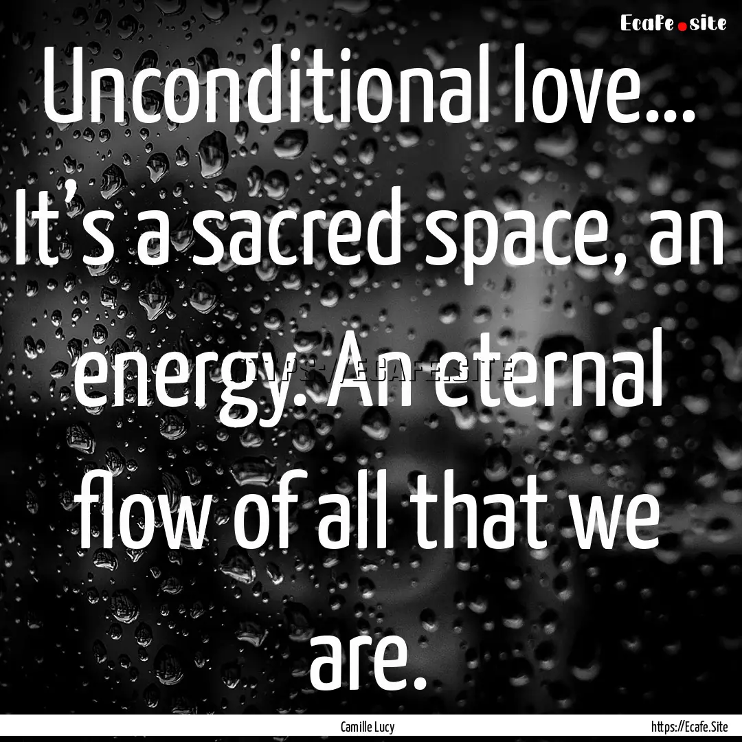 Unconditional love… It’s a sacred space,.... : Quote by Camille Lucy