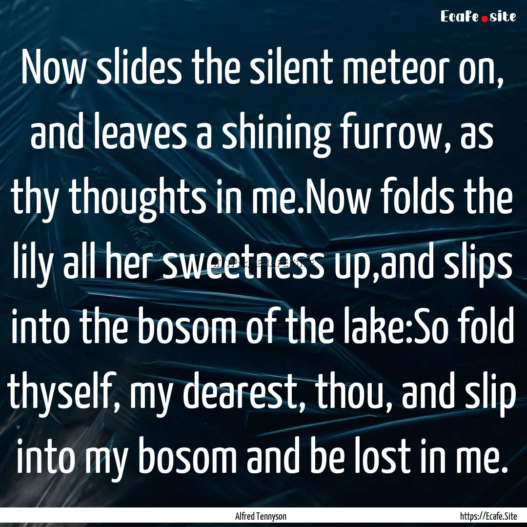 Now slides the silent meteor on, and leaves.... : Quote by Alfred Tennyson