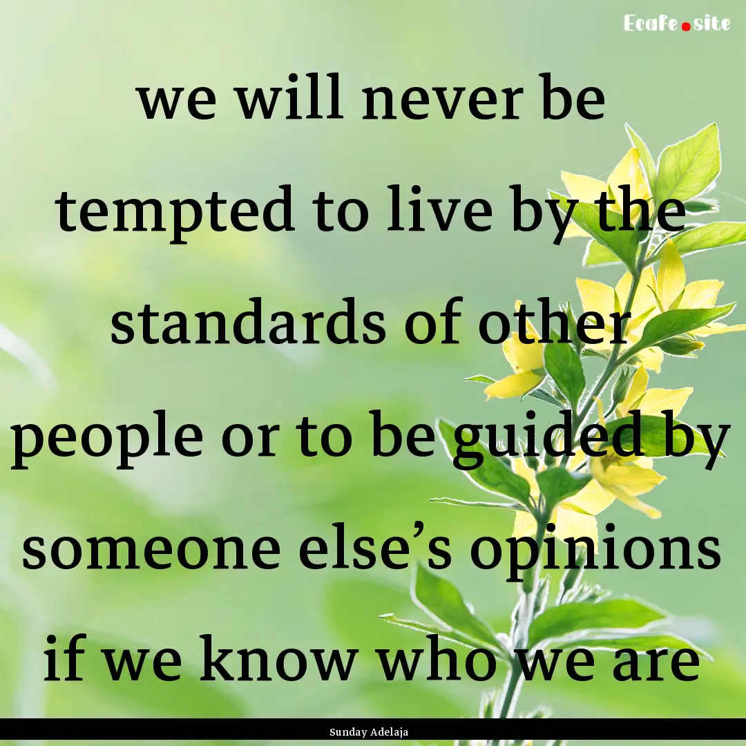 we will never be tempted to live by the standards.... : Quote by Sunday Adelaja