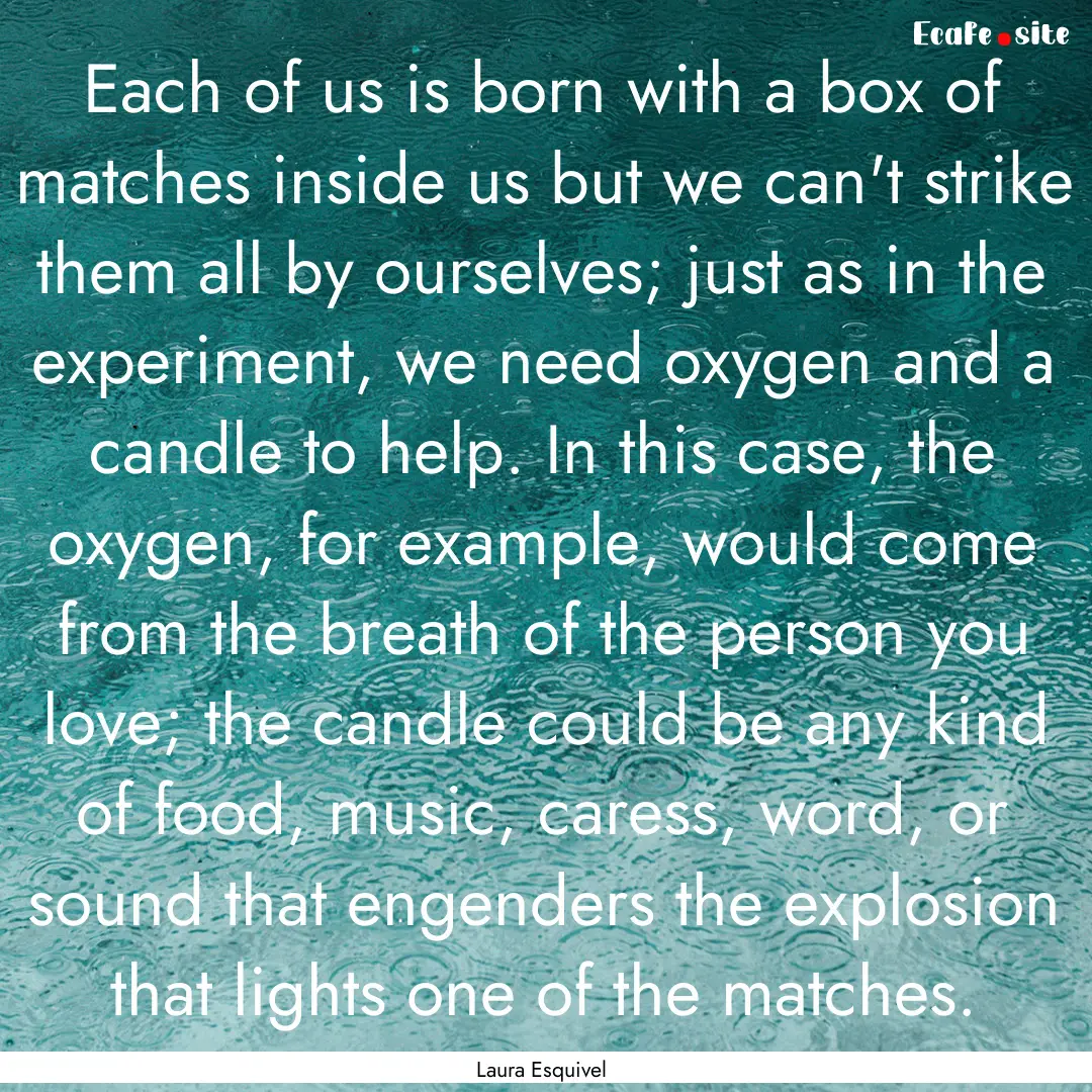 Each of us is born with a box of matches.... : Quote by Laura Esquivel