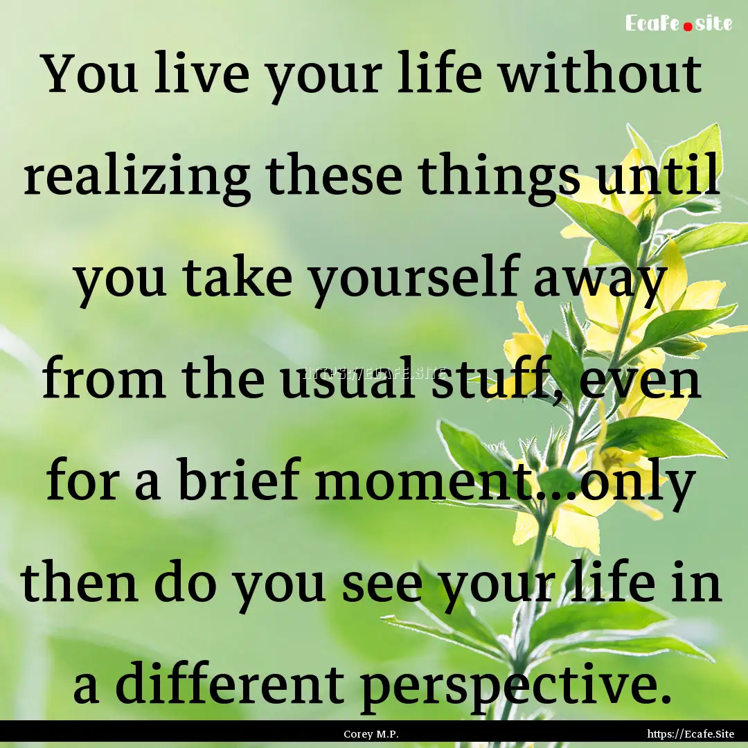 You live your life without realizing these.... : Quote by Corey M.P.