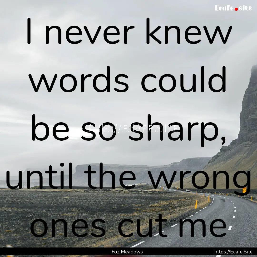 I never knew words could be so sharp, until.... : Quote by Foz Meadows