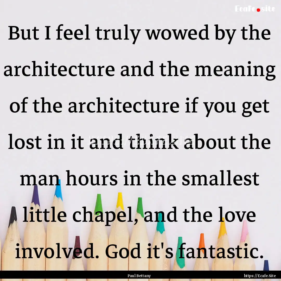 But I feel truly wowed by the architecture.... : Quote by Paul Bettany