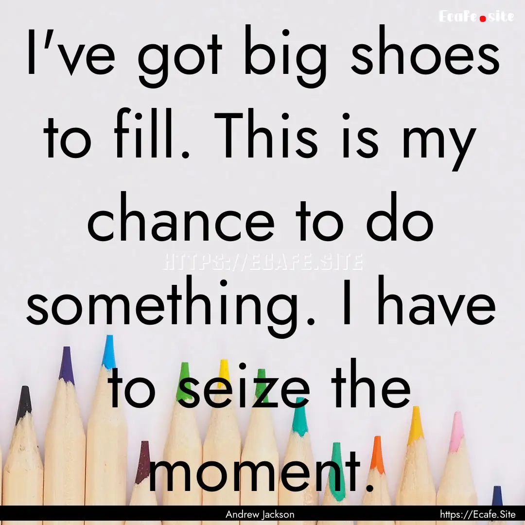 I've got big shoes to fill. This is my chance.... : Quote by Andrew Jackson