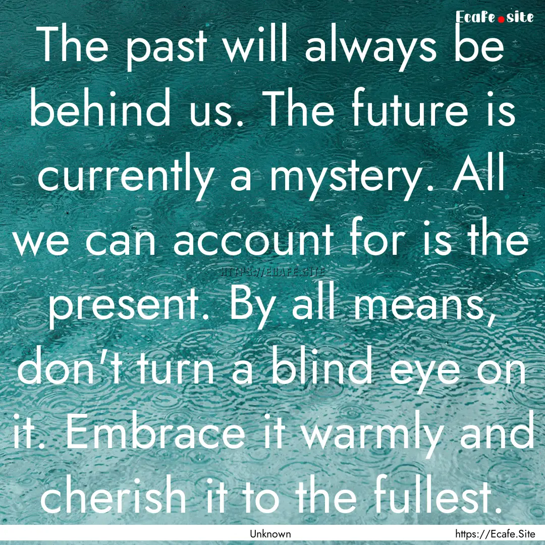 The past will always be behind us. The future.... : Quote by Unknown