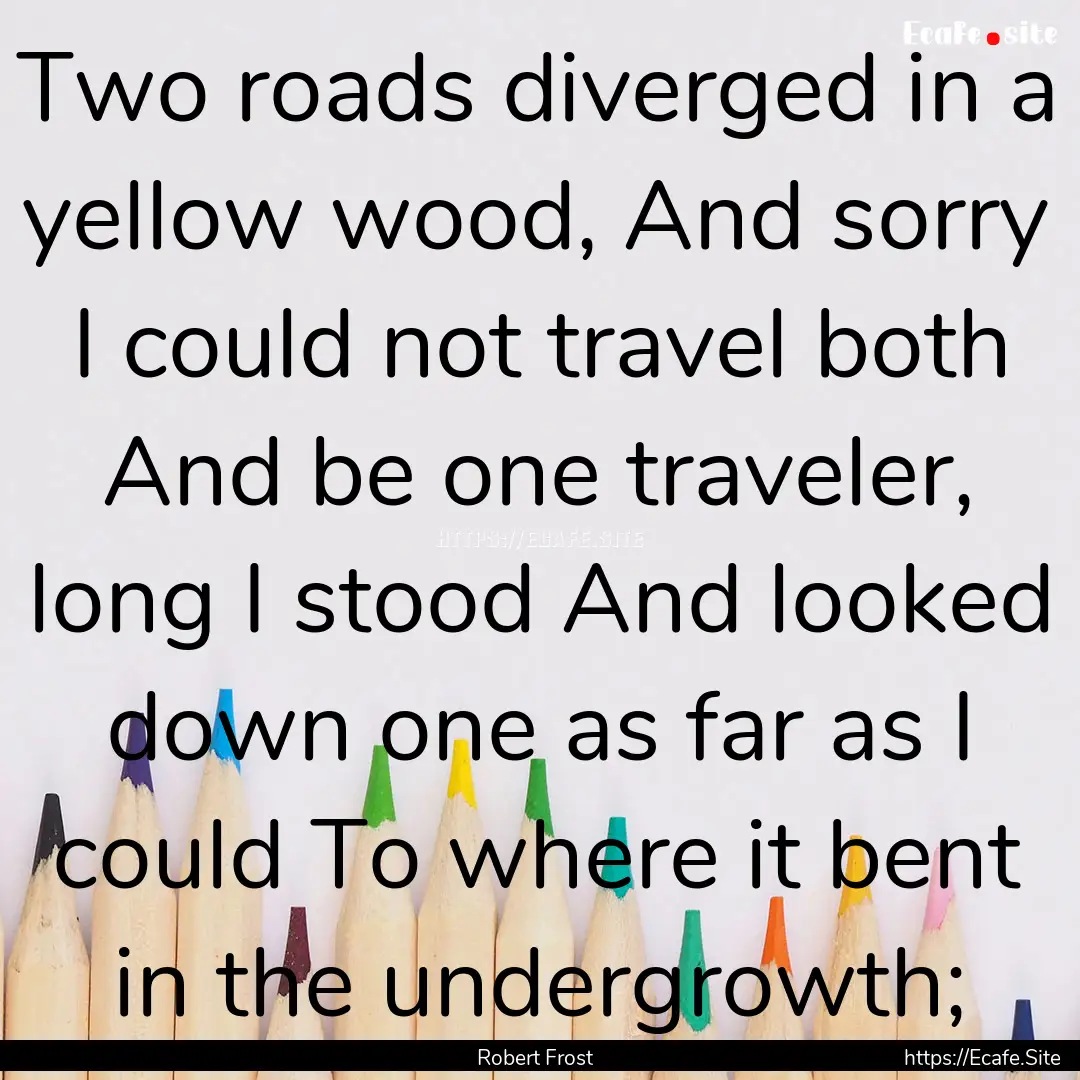 Two roads diverged in a yellow wood, And.... : Quote by Robert Frost