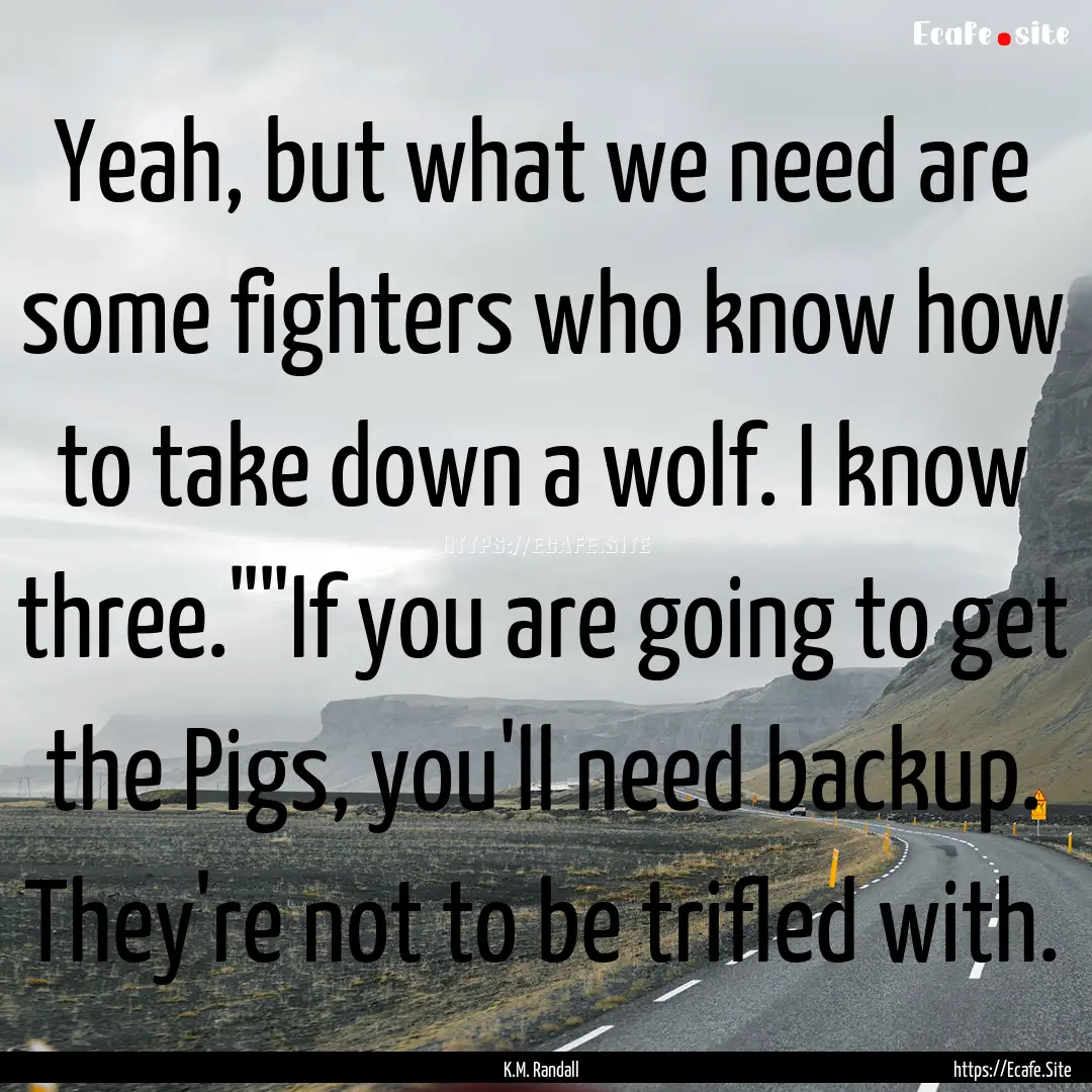 Yeah, but what we need are some fighters.... : Quote by K.M. Randall