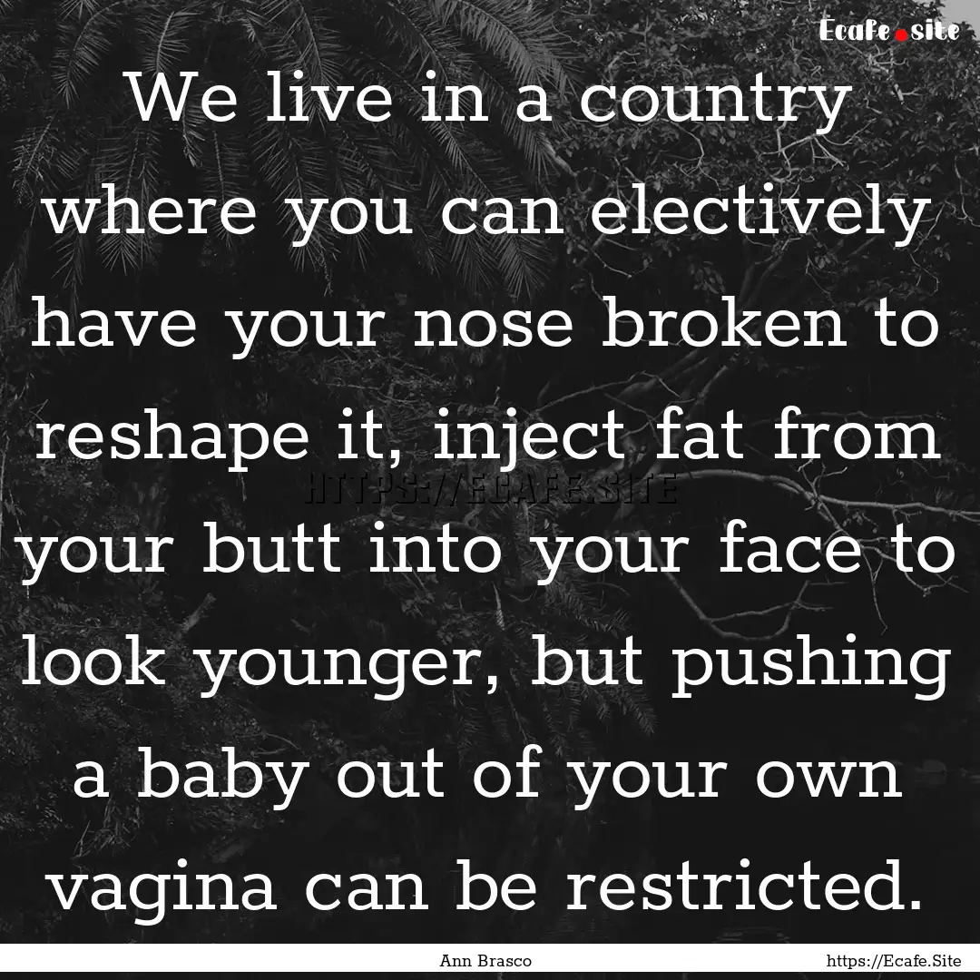 We live in a country where you can electively.... : Quote by Ann Brasco