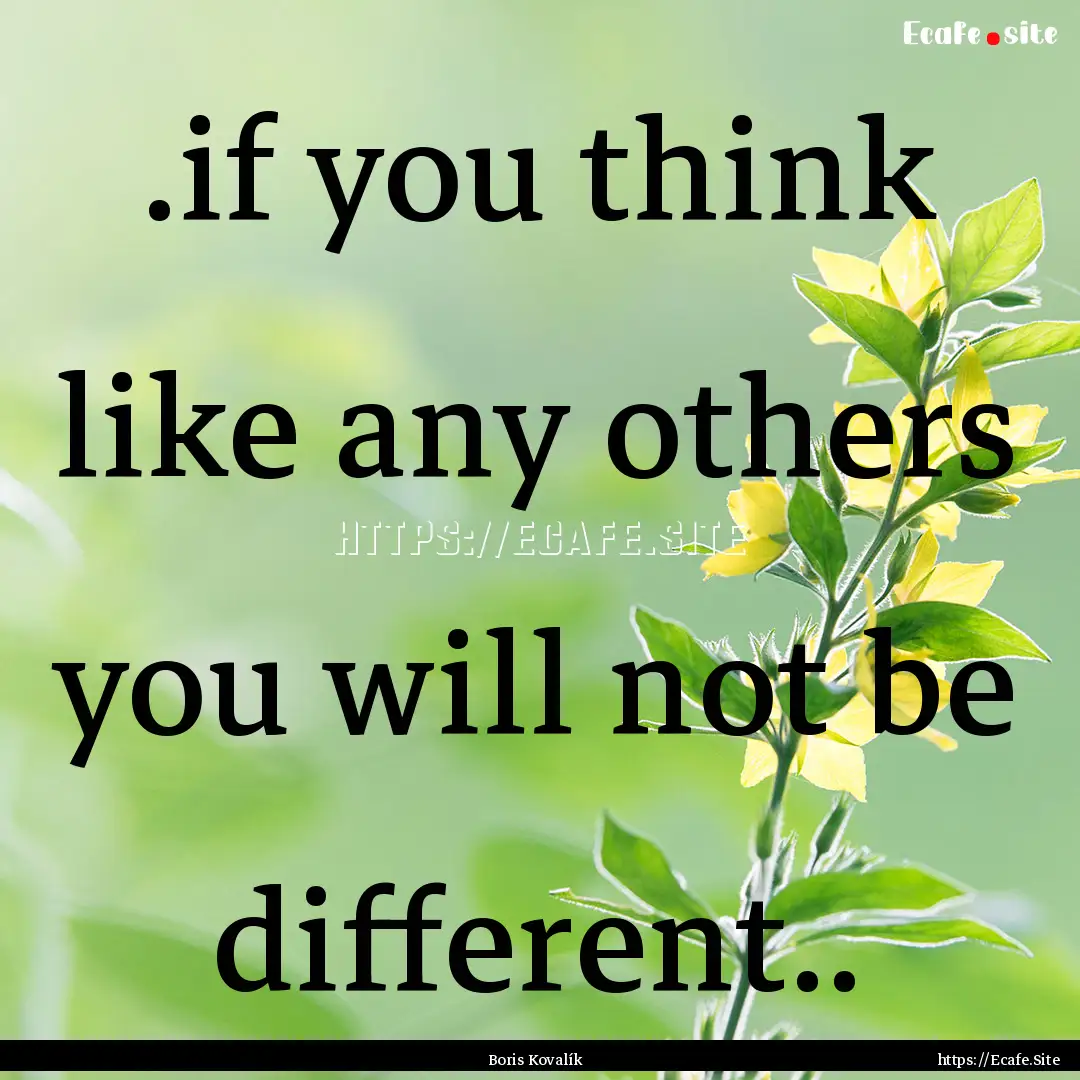 .if you think like any others you will not.... : Quote by Boris Kovalík