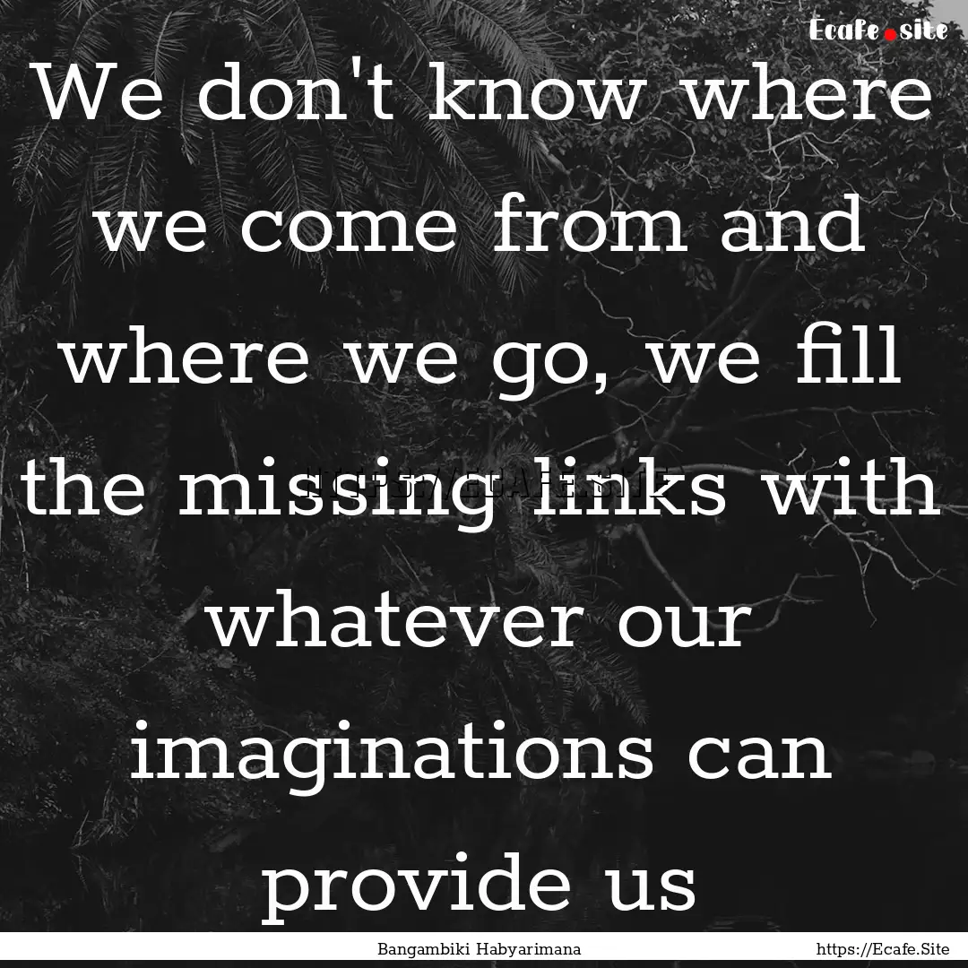 We don't know where we come from and where.... : Quote by Bangambiki Habyarimana