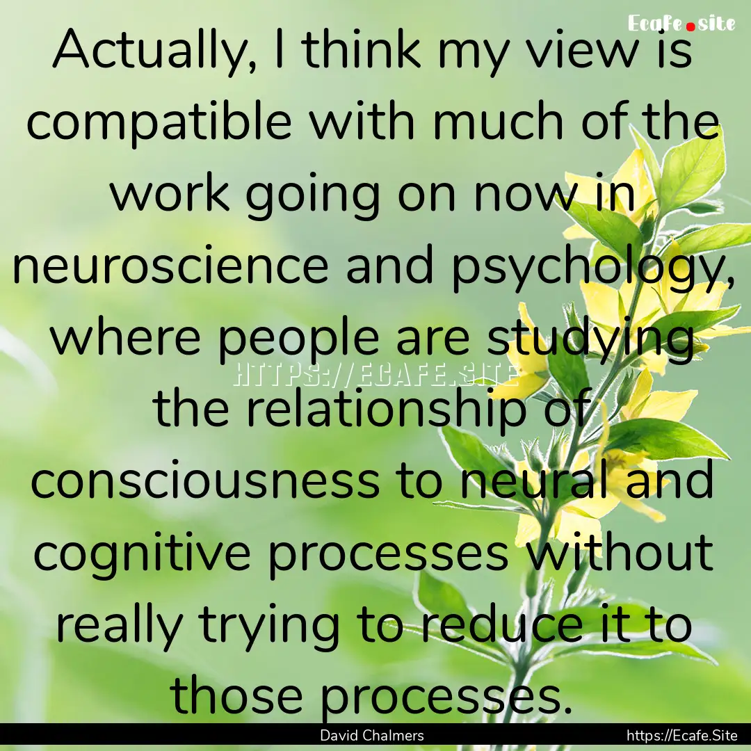 Actually, I think my view is compatible with.... : Quote by David Chalmers