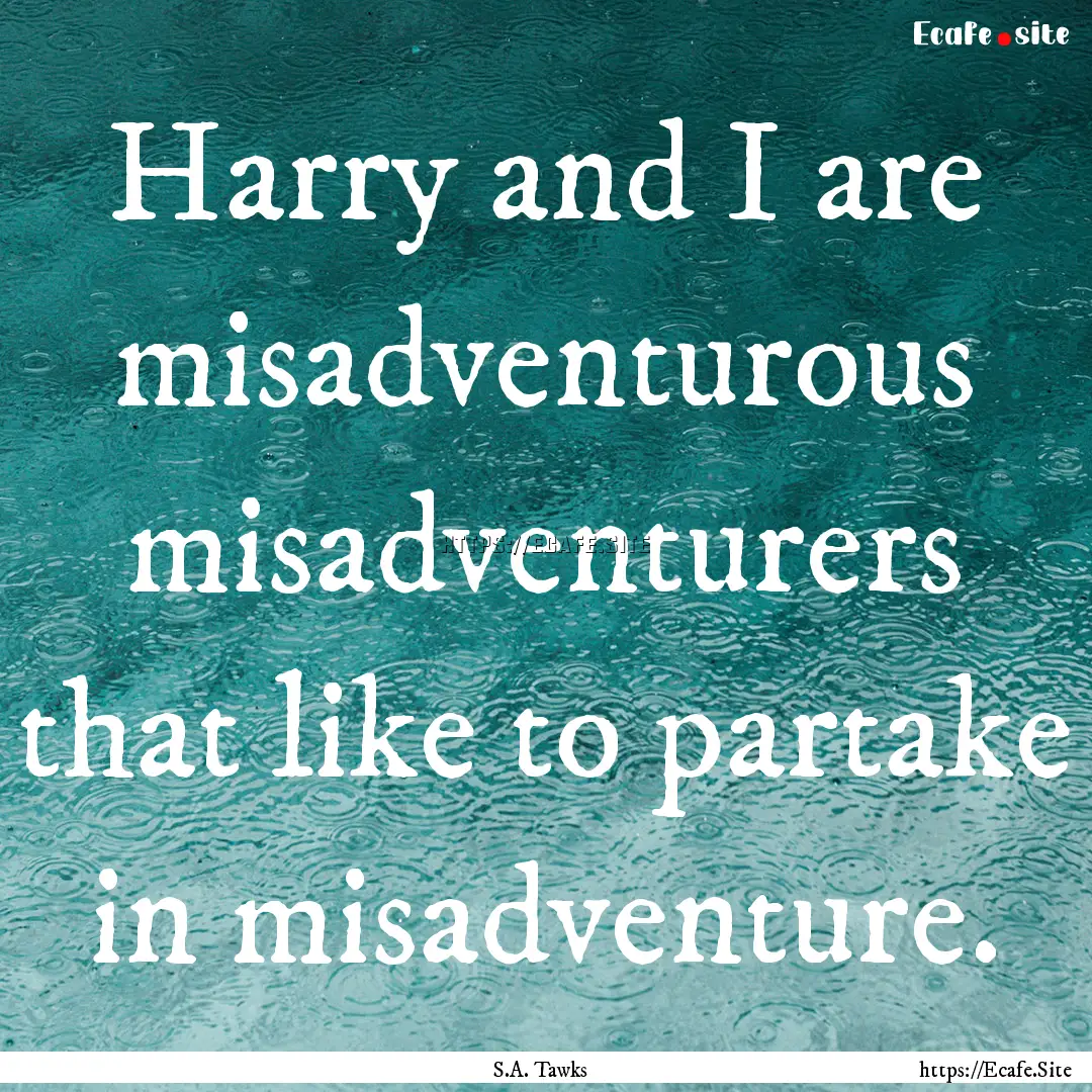 Harry and I are misadventurous misadventurers.... : Quote by S.A. Tawks