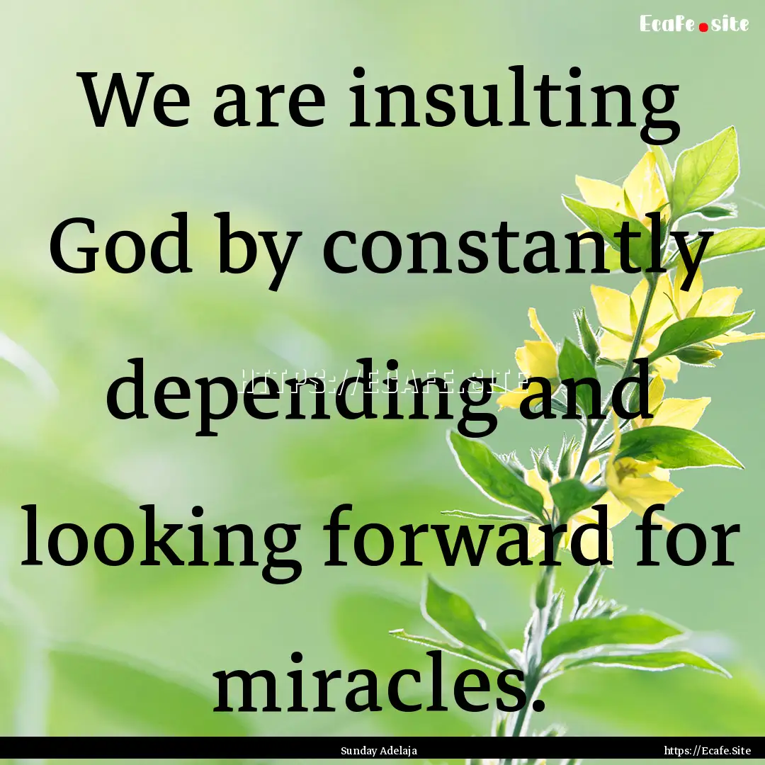 We are insulting God by constantly depending.... : Quote by Sunday Adelaja