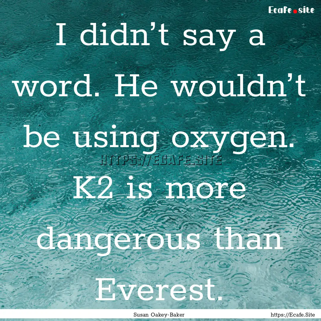 I didn’t say a word. He wouldn’t be using.... : Quote by Susan Oakey-Baker