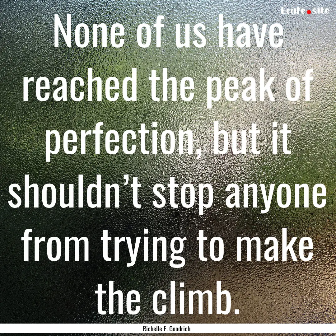 None of us have reached the peak of perfection,.... : Quote by Richelle E. Goodrich