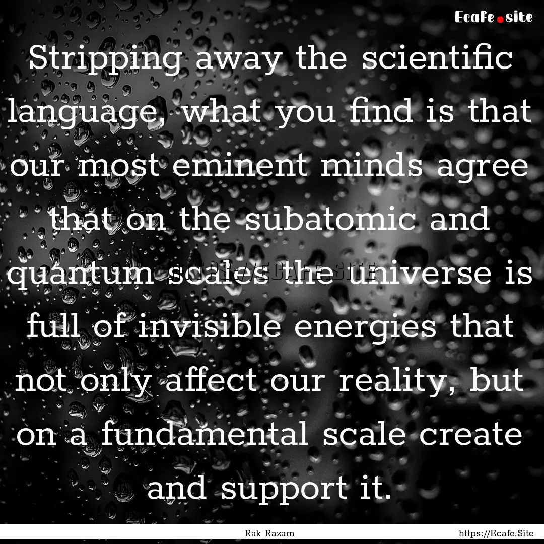 Stripping away the scientific language, what.... : Quote by Rak Razam