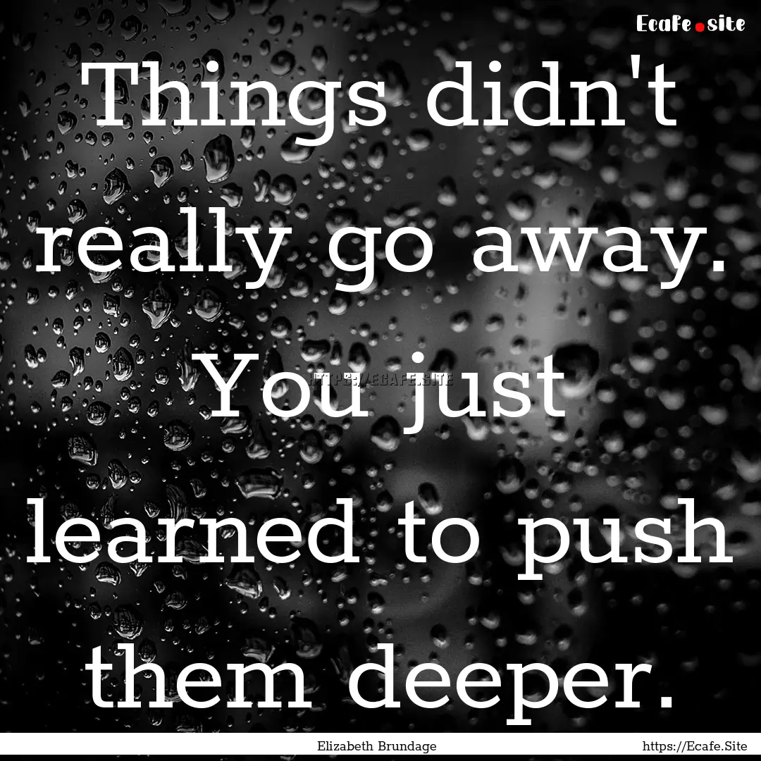 Things didn't really go away. You just learned.... : Quote by Elizabeth Brundage