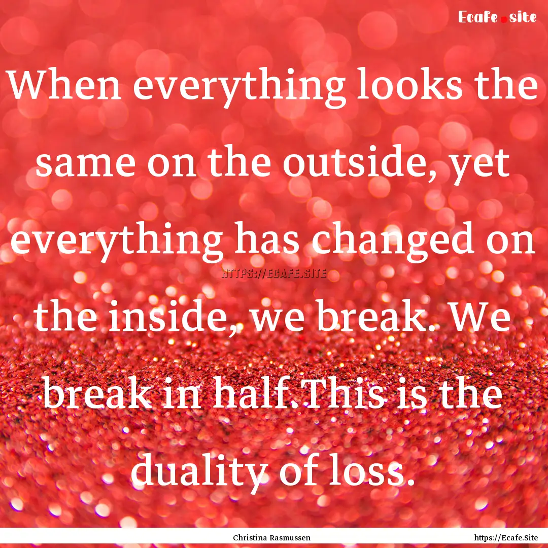 When everything looks the same on the outside,.... : Quote by Christina Rasmussen