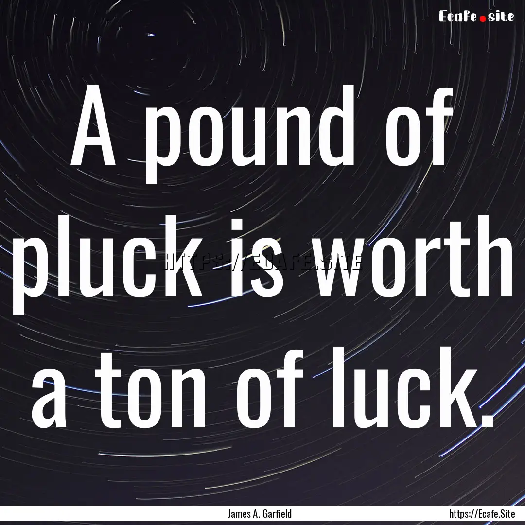 A pound of pluck is worth a ton of luck. : Quote by James A. Garfield