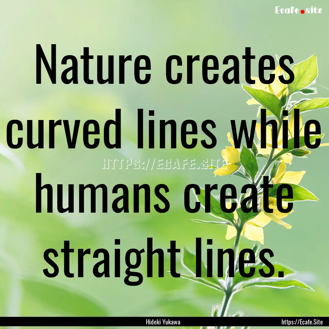 Nature creates curved lines while humans.... : Quote by Hideki Yukawa