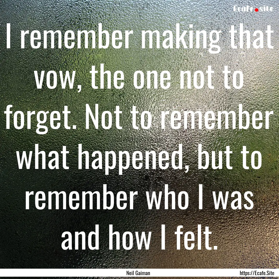 I remember making that vow, the one not to.... : Quote by Neil Gaiman