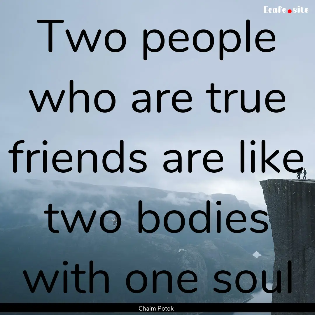 Two people who are true friends are like.... : Quote by Chaim Potok